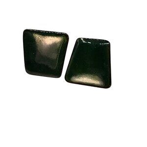 Vintage Enamel Fired Copper Earrings, Pine Green Screw Back, Stately Elegance